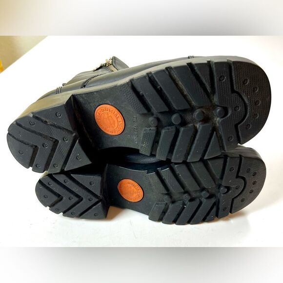 Harley Davidson Amherst Leather Double Zip Chunky Heel Ankle Boots - Picture 9 of 10